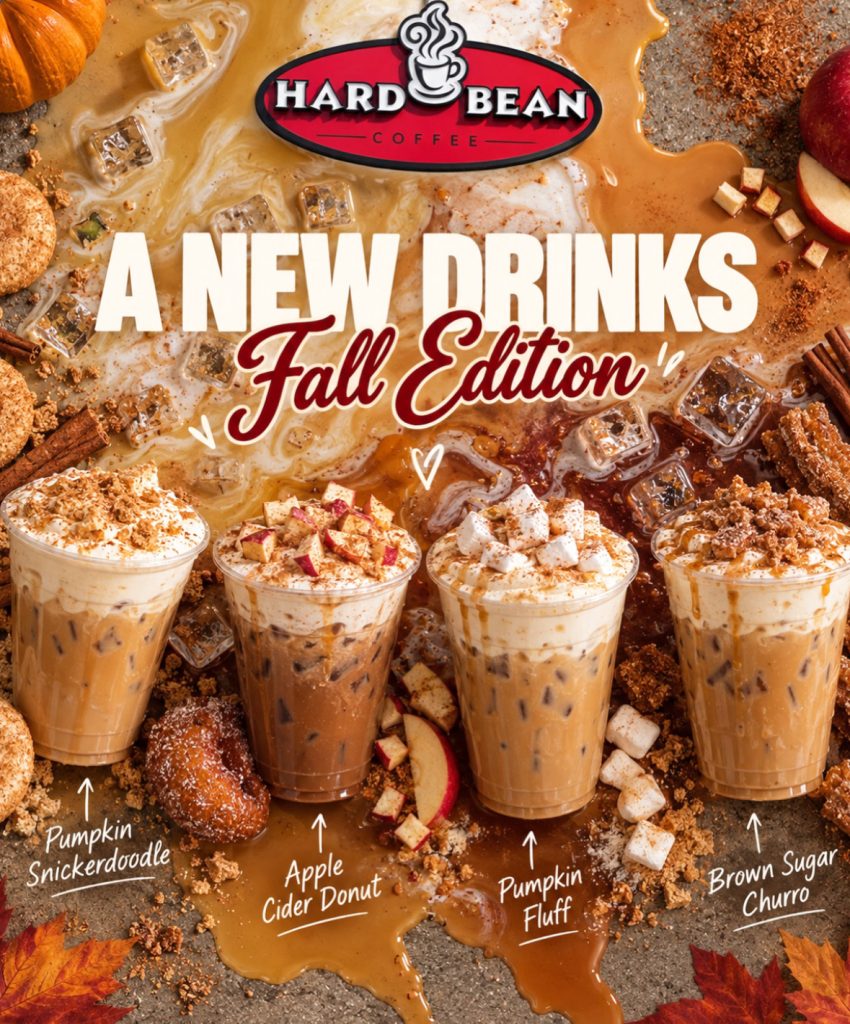 fall drinks, Pumpkin Snickerdoodle, Apple Cider Donut, Pumpkin Fluff, Brown Sugar Churro